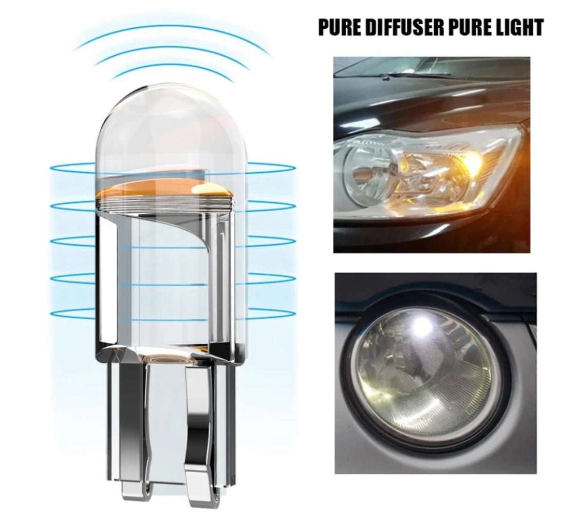 12v W5W Led T10 COB LED Transparent IP65 6000K Vit - Landgren Dynamics