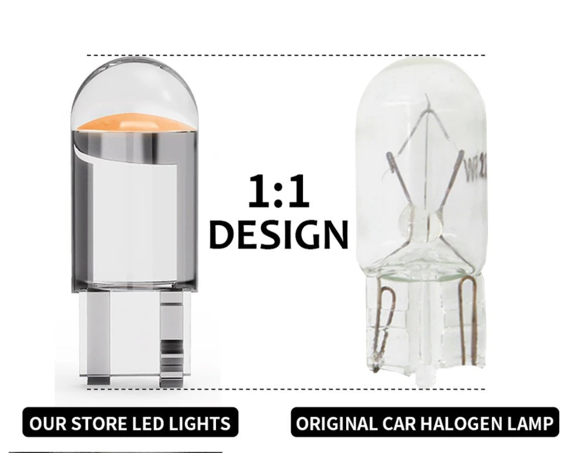 12v W5W Led T10 COB LED Transparent IP65 6000K Vit - Landgren Dynamics